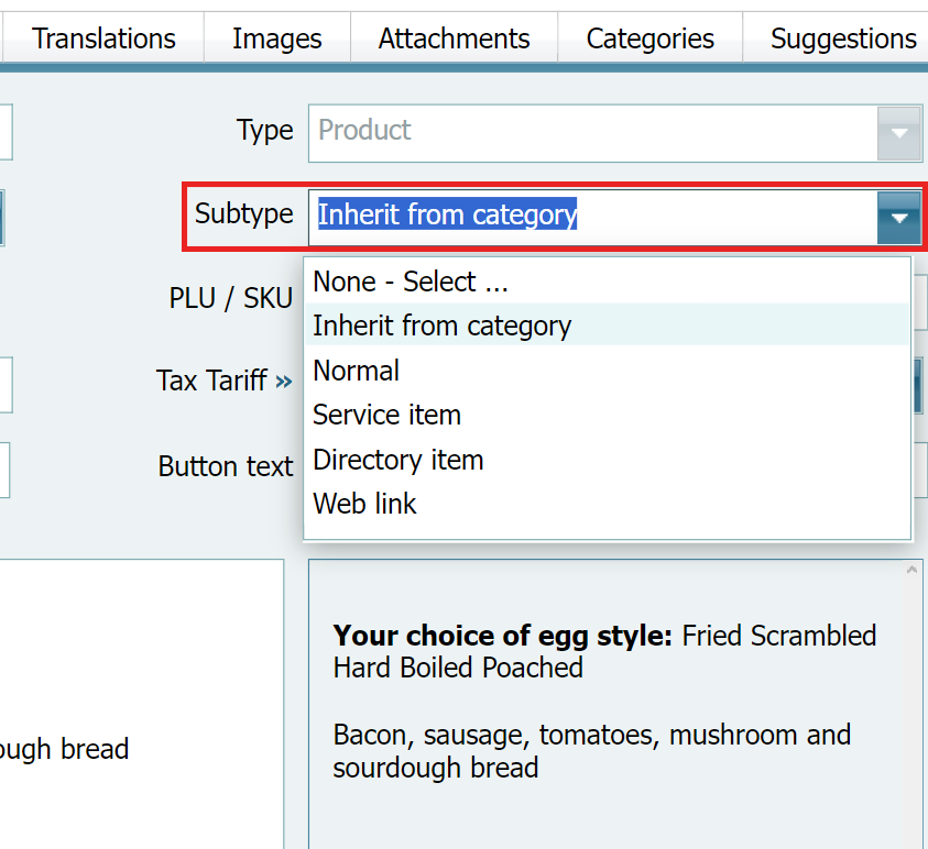 product subtype